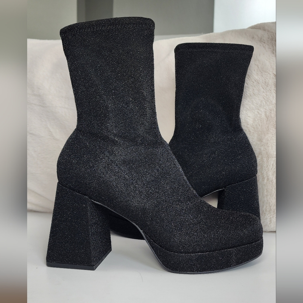 Abound Steffie Platform Bootie In Black Glitter Party Clubwear Size 11